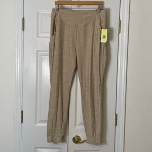 All in Motion Mid Rise Soft Knit Jogger Pants in Heathered Beige, size L, NWT